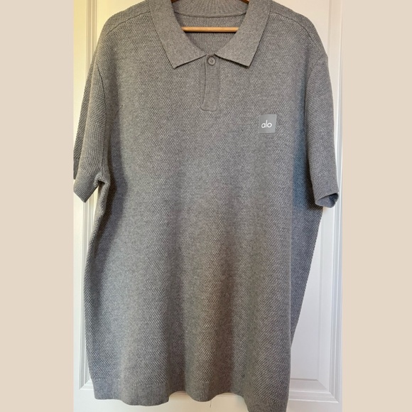 Alo Sports Club Sweater Knit Polo Grey Size XL - Picture 5 of 15